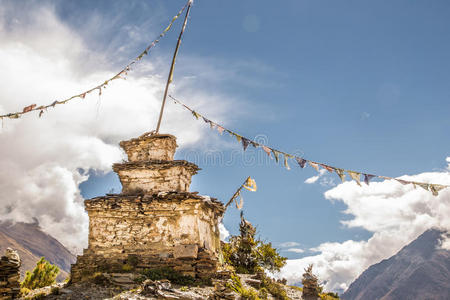 宗教 喜马拉雅山 佛陀 尼泊尔人 旗帜 祈祷 尼泊尔 寺庙
