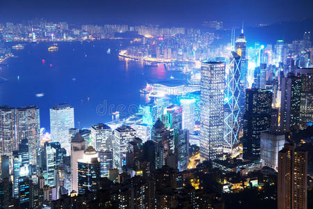 香港 码头 霓虹灯 美丽的 港湾 商业 港口 城市 公司