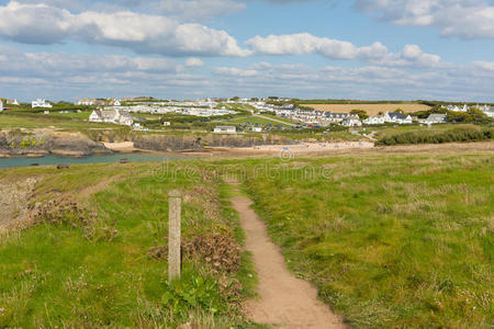 英国 康沃尔 海岸线 英语 王国 纽基 地点 海湾 海岸