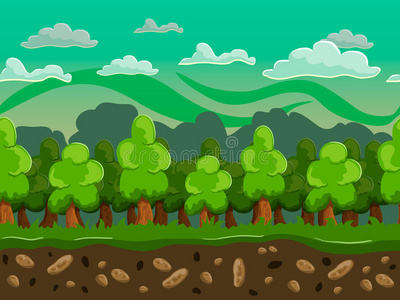 动画 自然 早晨 视差 游戏 草地 森林 地面 插图 国家