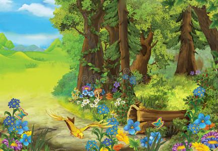不同童话的森林自然形象卡通童话