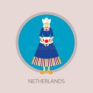 女孩 要素 阀盖 荷兰 性格 插图 节日 欧洲 木屐 阿姆斯特丹