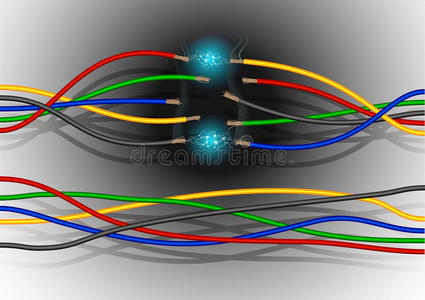 带有电火花的电线