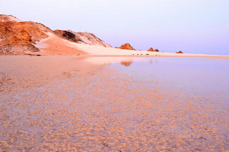 地标 阿拉伯 海岸 晶体 泻湖 小山 索科特拉 早晨 海滩