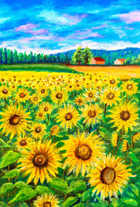 农场 迷人的 画家 照片 插图 艺术 丙烯酸 小山 风景