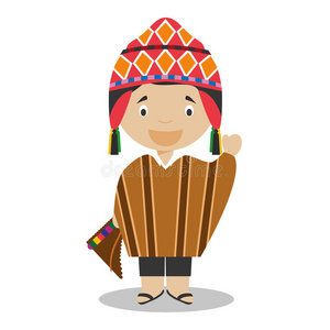 秘鲁的人物穿着传统的方式