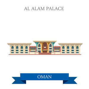 阿拉姆宫在马斯喀特阿曼矢量平面吸引旅行