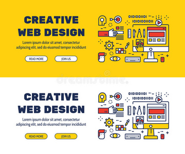 平面线图标设计的创意网页设计和元素