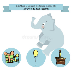 祝贺生日和一只角色大象