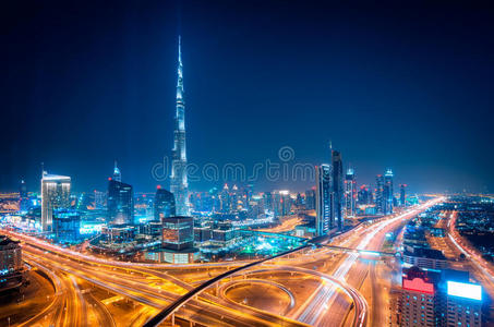 迪拜市中心天际线，迪拜，阿拉伯联合酋长国