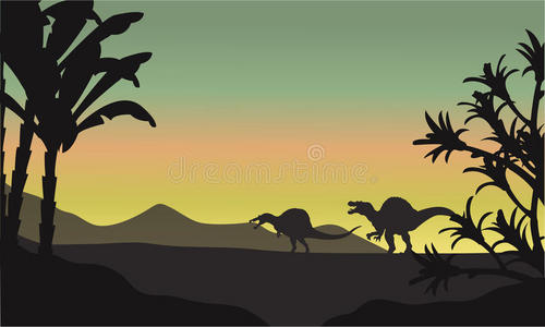 丘陵 科学 侏罗纪 棘龙 化石 怪物 形象 非洲 进化 照片