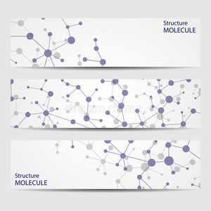 抽象几何横幅分子与通信。 科技设计，结构DNA，化学，医学