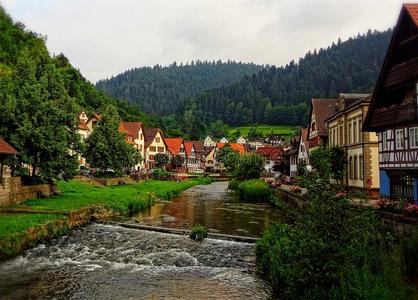 风景 村庄 反射 欧洲 天空 河道 森林 城市 峡湾 德国