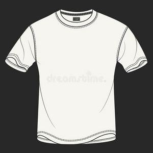 手绘矢量插图空白白色T恤在黑色背景。