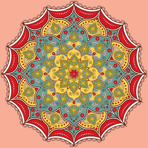 卡片 阿拉伯式 圆圈 织物 万花筒 涂鸦 印第安人 绘画