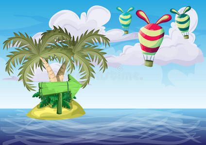 海岸 椰子 插图 天堂 海报 海景 放松 假日 岛屿 太阳