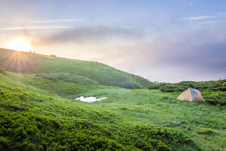 美丽的 秋天 场景 喀尔巴阡山 地区 极端 夏天 领域 营地