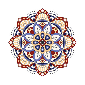 装饰民族曼陀罗。 轮廓分离装饰品。 带有伊斯兰印度阿拉伯图案的矢量设计。