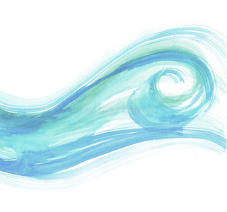 水彩 波动 泼洒 水的 油漆 绘画 纸张 曲线 波浪 自然