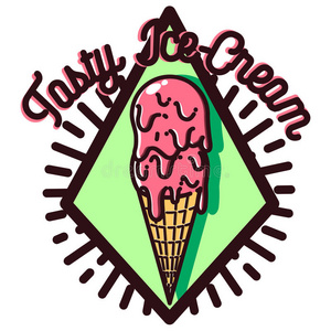 彩色老式冰淇淋徽章