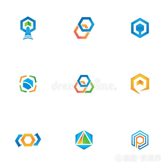 设计六角矢量标志模板