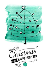 圣诞和新年卡片，手画涂鸦