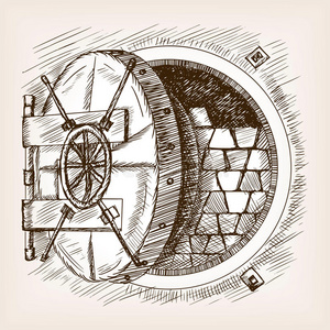 门到房间安全草图风格矢量插图