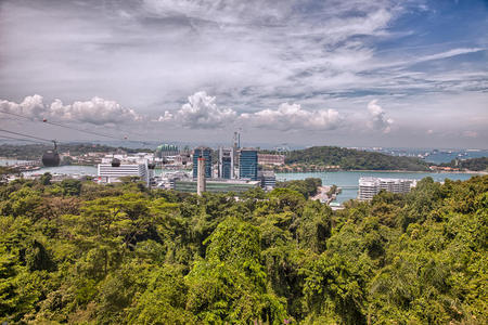 新加坡圣淘沙岛鸟瞰图。