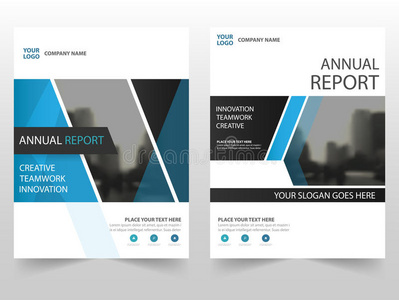 蓝色黑色商业小册子传单年度报告模板设计，书籍封面布局设计，抽象商业演示