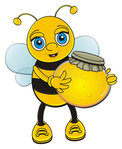 有趣的蜜蜂，爪子里有蜂蜜