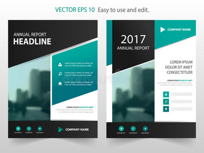 绿色黑色摘要年报小册子设计模板向量。 商业传单信息杂志海报。抽象布局