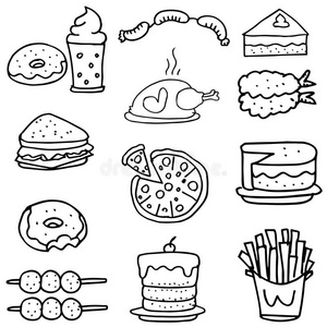 食品元素收集集的涂鸦