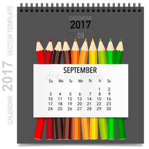 2017年日历计划矢量设计，月度日历模板