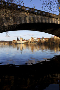 风景 布拉格 冬天 古老的 水路 水库 早晨 历史上 建筑