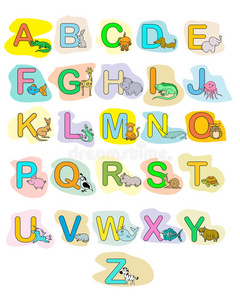 字母婴儿动物abc儿童彩色海报