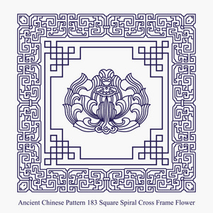 中国古代方形螺旋交叉框架花的图案