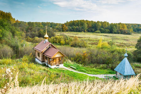 俄罗斯 建筑学 落下 美女 房子 风景 森林 小教堂 基督教
