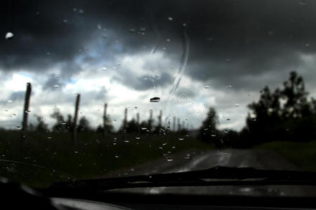 挡风玻璃上的雨滴