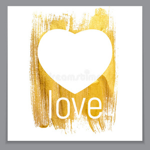 金色油漆闪闪发光的纹理心脏艺术插图。 载体IL