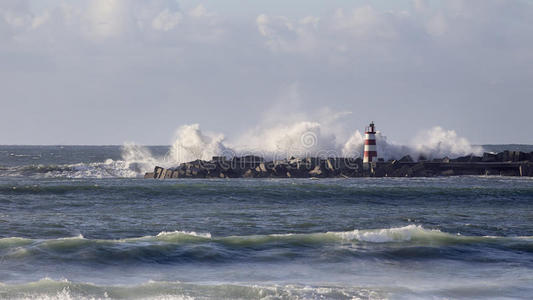 海景 飓风 权力 灯塔 灾难 风景 波动 自然 重的 海洋