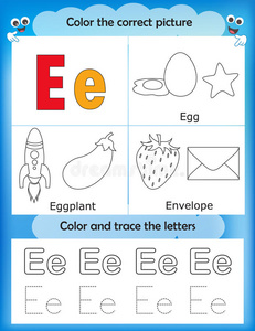 字母学习和颜色字母e
