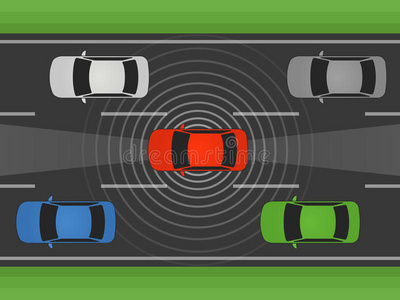 自动驾驶汽车车辆或带有激光雷达和雷达平面图的汽车