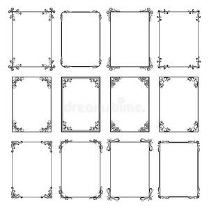 装饰复古框架。 矢量黑色边界隔离在白色背景上。 用于卡片设计的框架模板