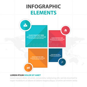 抽象彩色方形业务信息图形元素，演示模板平面设计矢量插图用于网页设计