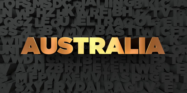 澳大利亚黑色背景上的金色文本3d渲染免版税库存图片