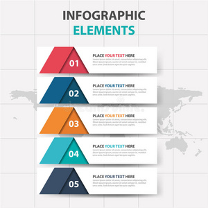 抽象彩色三角形标签业务时间线信息图形元素，演示模板平面设计矢量插图