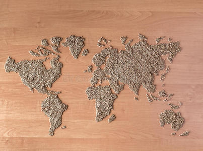 平面布局与谷物以大陆或世界地图的形式设置