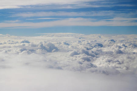 从飞机上看到的云，阳光，土壤背景