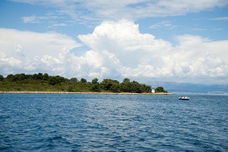 美丽的海景，Hvar和分裂频道。