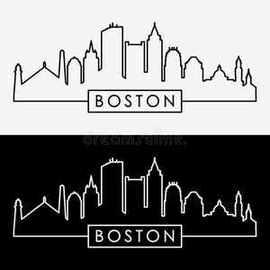 波士顿天际线。 线性风格。